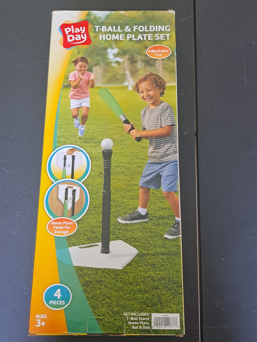 Play Day Kids' Green T-Ball & Folding Home Plate Set